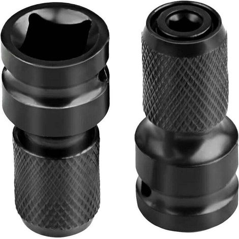 Schlagschrauber-Bit, 1/2-Zoll-Vierkantantrieb auf 1/4-Zoll-Sechskant-Steckschlüssel-Adapter, für Schlagratschenschlüssel und Schraubendreher-Bithalter-Steckschlüssel – 2 Stück (1/4)