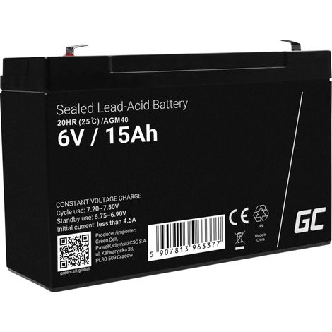 green-cell AGM40 Batterie 6 Volt 15 Ah für unterbrechungsfreie Stromversorgung (1/5)