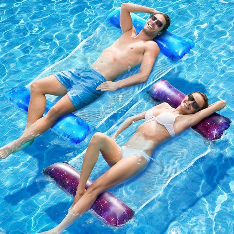 Bouee Piscine XL, 4 en 1 Matelas Gonflable Bouée Hamac Piscine 2 Pièces Matelas Gonflable, Bouee Piscine pour Adultes et Enfants (1/5)