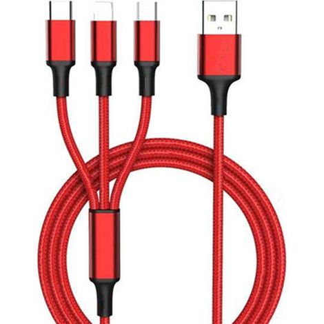 Câble De Chargement Multi-Prise - 1 2 M - 3 A - Micro Usb - Usb C - Lightning - Pour Smartphones Et Tablettes (1/5)