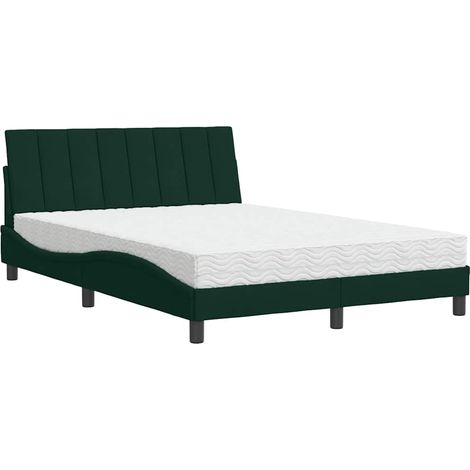 Maison Exclusive - Letto con Materasso Hanko Verde Scuro 120x200 cm in Velluto (1/5)