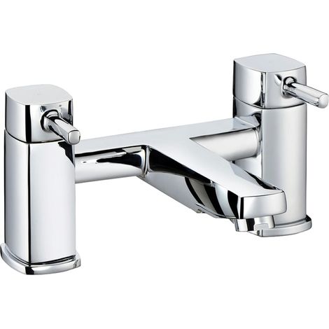 Contemporary Bathroom Soft Square Deck Mounted Bath Filler Tap - Chrome
