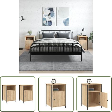 The Living Store Nachttische 2 Stk. Sonoma-Eiche 40x42x60 cm Holzwerkstoff - Nachttisch - Wohnzimmer - Holznachtt Tisch - Kommoden - Sideboard (1/5)