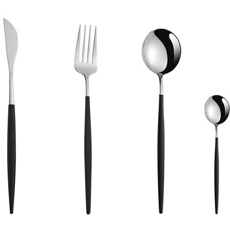 Couverts Réutilisables - Fourchette Cuillère Couteau - Pour Pique-Nique Camping Travail École Voyage - Lot de 4 Pièces (1/5)