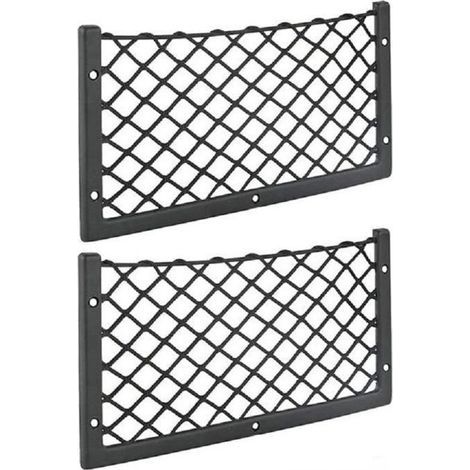 Rete portaoggetti per auto - Universale - Confezione da 2 - Elevata elasticità - 36 x 18 cm - Nera (1/4)
