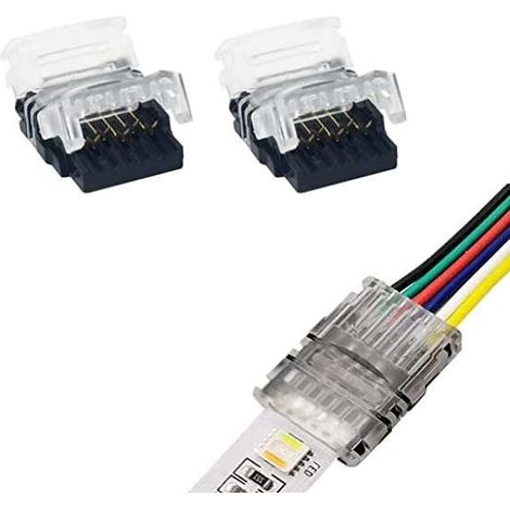 2x Connecteur coupleur rapide de bande LED RGB + CCT 12mm à 6 broches RGB + CCT sans soudure Borne Câble Lumière Adaptateur Bande lumineuse Pratique Ruban Hippo (1/2)
