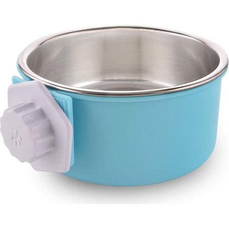 Gamelle amovible en acier inoxydable pour chien de cage, avec gamelle pour eau et nourriture. (1/5)