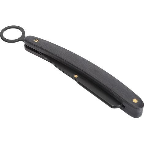 Coupe-barbe pliable homme - Rasoir droit manuel de sécurité en acier inoxydable avec manche en bois (1/5)