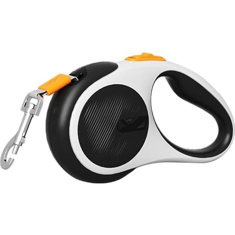 Laisse rétractable pour chien, 3/4,8 m, avec port USB, lumière LED et frein/pause à une main, pour chiens de petite et moyenne taille jusqu'à 30 kg. (1/5)