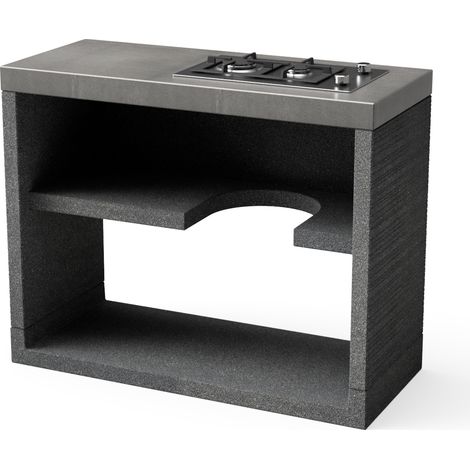 TUOZI - Módulo Stand NEGRO VENIT Gas 110 para Barbacoa de Obra Prefabricada (Gris oscuro - 110 x 47 x 47 cm) - Uso en Exteriores