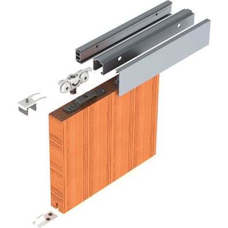 Système coulissant 73 Comfort 2100 mm EV1 portes en bois anodisé à partir de 20 mm set complet 860-1050 mm montage mural HELM - sans rail