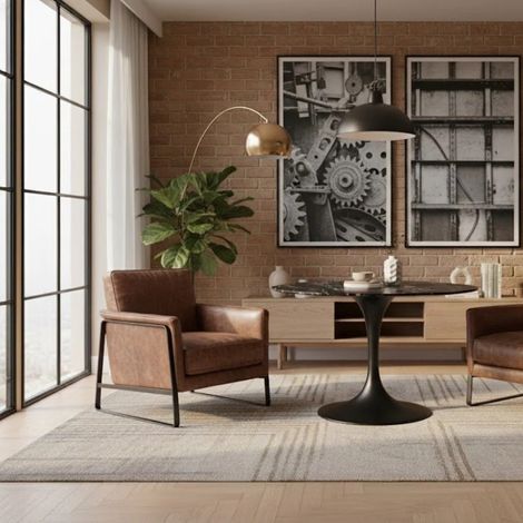 Circe, Tavolo fisso con top in Ceramica Marmo nero (120cm X 120cm H. 76cm)  Duzzle (1/5)
