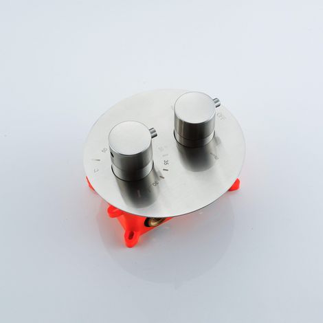 FugaFlow Eccelente Robinet thermostatique encastré - partie encastrable - rond - Acier inoxydable brossé