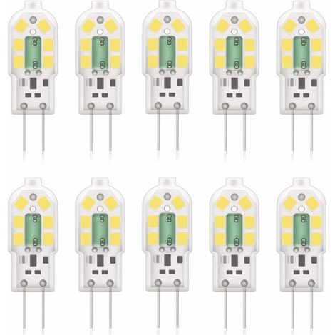 G4 2W LED-Lampe, entspricht 20W Halogenlampe, Kaltweiß 6000k, 200lm, 12x SMD, 12V AC/DC - 10er-Pack [Energieklasse A+]