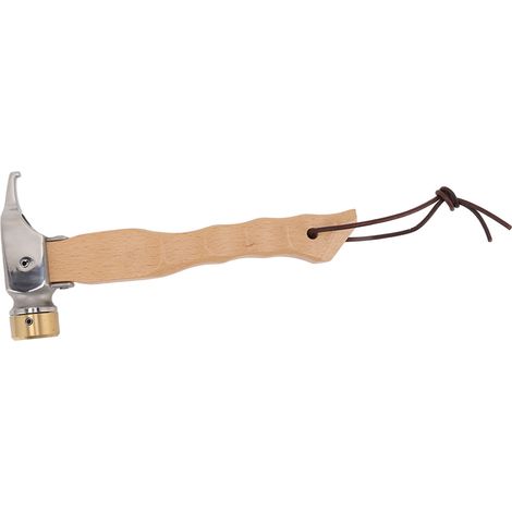 Marteau de camping mini, manche en bois, tête percée, marteau multifonctionnel portable avec dragonne, cuivre et acier inoxydable. (1/5)