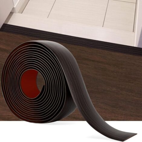 Bandes de transition de sol en vinyle auto-adhésives, 5 m x 5 cm, motif grain de bois, adaptées aux joints et seuils de sols stratifiés. (1/5)