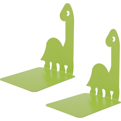Metal Bookend Steel Cartoon Animal Shaped Non Slip Multifunctional Book End for DVD CD Cabinets Bookstores Dark Green Dinosaur (1/4)