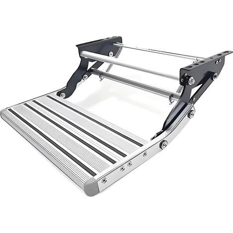 Sgabello pieghevole, in lega di alluminio, con superficie antiscivolo, azionamento manuale. (1/5)