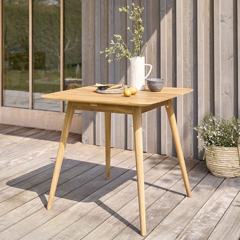 Table de jardin carrée en teck massif 2 à 4 places