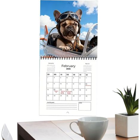 Calendrier mural 2026 - Papier épais mensuel et hebdomadaire - Calendrier pour chien mignon - Décoration murale 2026 - Pour bureau, maison, école, agenda académique familial, Noël, Nouvel An (1/5)