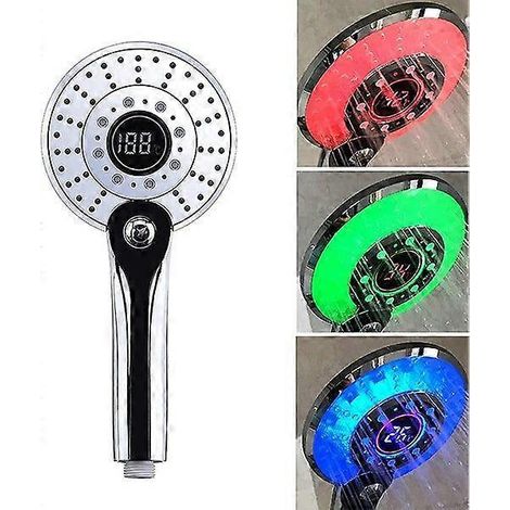 Pommeau de douche LED avec affichage de la température, 3 modes, ABS anticorrosion, installation facile, conception écologique (1/5)