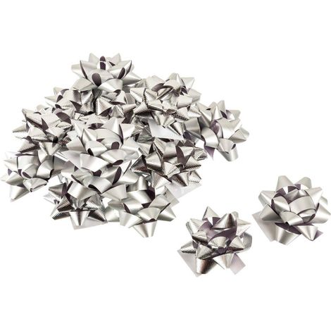 Set aus 15 oder 20 Sternen aus metalisiertem Bolduc - Kleines silber