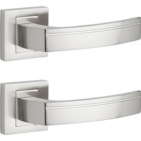 Poignée Parva - carré - satiné - aluminium - porte intérieure (1/3)