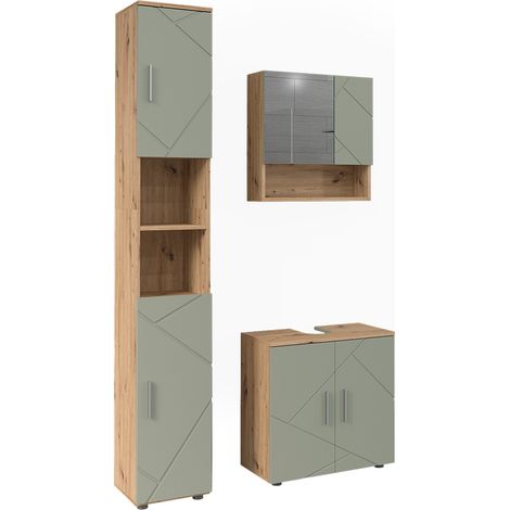 Set di mobili da bagno Irma, Verde salvia, 3 parti, Vicco (1/5)