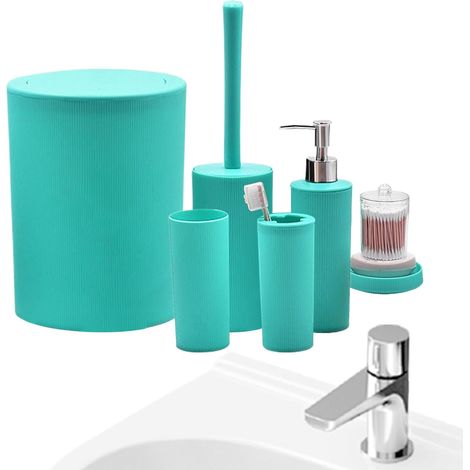 Ensemble d'Accessoires pour Salle de Bain Porte-Brosse à Dents, Porte-Savon 7 Pièces Produits Salle de Bain Douche Gain de Place Maison Hôtel Intérieur Extérieur Vac (1/5)