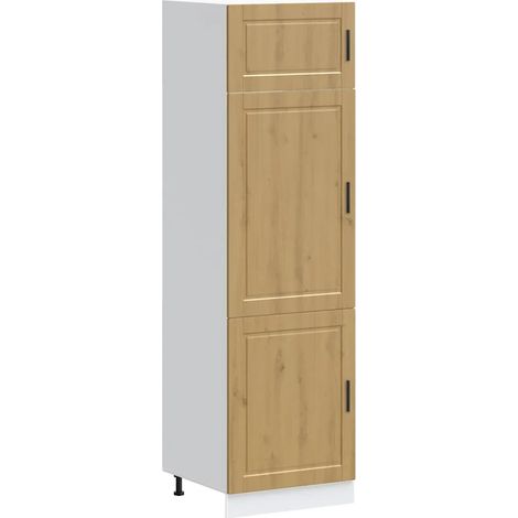 Mobile da cucina Porto con piedini regolabili 60 x 57 x 207 cm ampio spazio contenitivo stile artigianale in legno di rovere 020050421