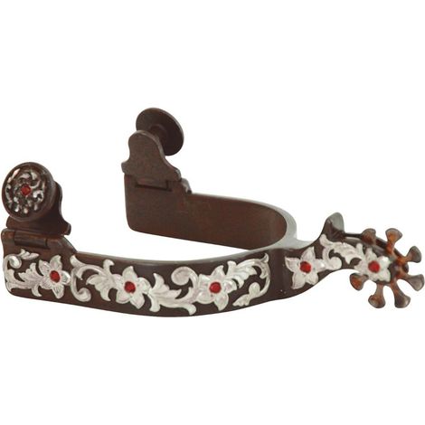 Speroni western in ferro brunito con decorazioni argentate e strass