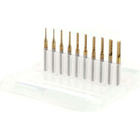 10 Hartmetall-Schaftfräser zum Gravieren, Schnitzen, Bohren und Fräsen – 1–3 mm – Crezuo