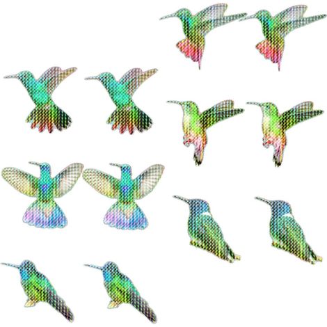 Lot de 6 Autocollants Magnétiques Anti-Collision pour Moustiquaires Motifs Oiseaux Irisés en PVC Décorations pour Fenêtres Protection Oiseaux et Sécurité Maison (1/5)