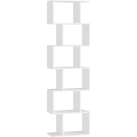 Libreria moderna a 6 ripiani 24 x 40 x 191 cm divisorio contenitore per soggiorno camera da letto ufficio bianco 120004224
