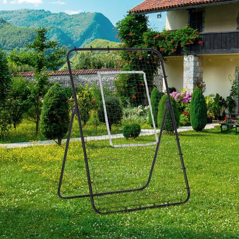 Red de rebote de fútbol ajustable, altura y ángulo regulables, portería plegable, estacas de fijación incluidas, 123 x 73 x 178,5 cm, blanco y negro.