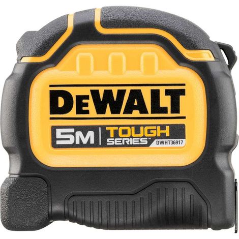Dewalt – Mètre ruban Tough Tape 5 m – Boîtier robuste avec bandes caoutchoutées – Dispositif de blocage automatique – Longueur de déploiement stable