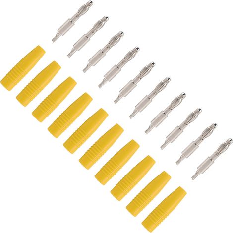 Lot de 10 fiches bananes mâles à souder de 4 mm (22,040) pour multimètre, cordons de test et haut-parleurs (jaune) (1/5)