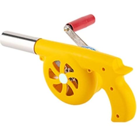 Soplador manual para barbacoa con aspa metálica Herramienta esencial para el fuego (Amarillo (engranaje metálico))