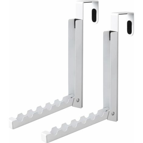Set di 2 ganci appendiabiti pieghevoli per appendere il bucato sopra la porta, 6 scomparti per vestiti, cappotti, dietro la porta del bagno, borse e accappatoi (bianco)