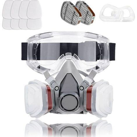 Masque Protection 16 in 1, Masque Peinture, Réutilisable Avec Filtre Anti Poussière,Masque a Gaz Respiratoire avec Filtre pour Pulvérisation,Peinture,Travaux, Produits Chimiques,Bricolage,Ponçage (1/5)