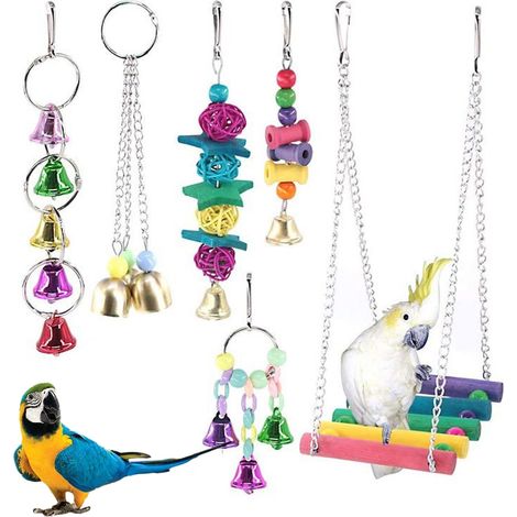 Jouets pour perruches calopsittes, clochette suspendue, hamac, balançoire et échelles à grimper pour oiseaux de compagnie