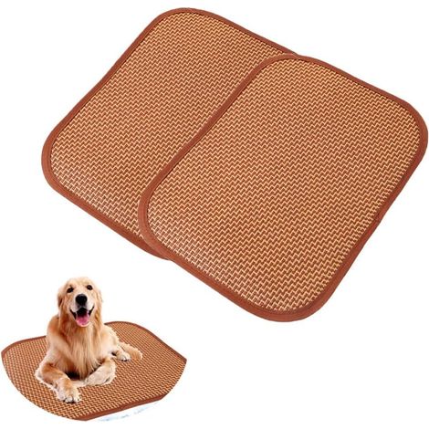 1 Pack Cat Dog Cooling Mat Bamboo Rattan Self Cooling Pet Bed for Cats Dogs Foldable Summer Sleeping Mat for Kennels Crates,BrownTHY8215SXYSquare-30×40cm (1/4)