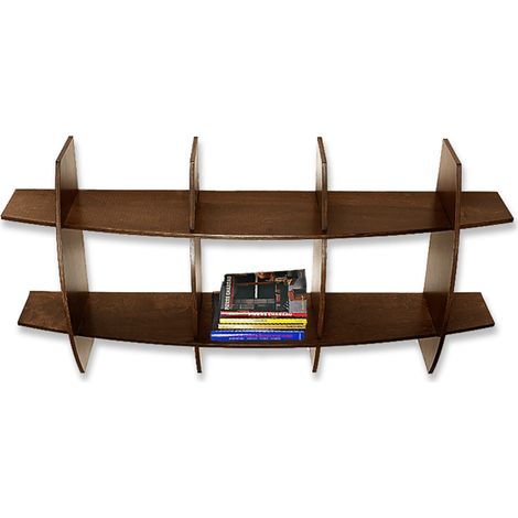 Libreria in Legno da Parete Mobile Scaffale Libri MADE IN ITALY mod. Ambra Noce L150 x P30 x 75H (1/2)