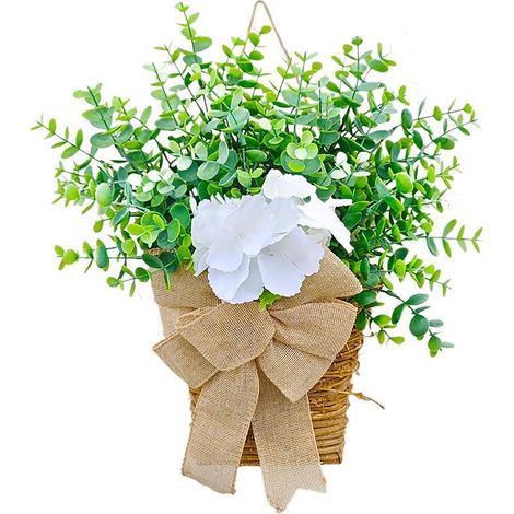 [38CM] Künstlicher Rattanblumenkranz für Frühling und Sommer, zum Aufhängen an einer Tür oder zur Dekoration der Hausfassade. (1/2)