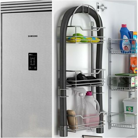 Range accessoires aspirateur en acier chromé – Largeur 39,2 cm – Profondeur 8,5 cm – Finition chrome brillant – Compatible divers modèles – Menage Confort
