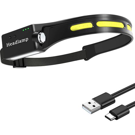 EASYCOMFORT LED Lampe Frontale Rechargeable USB, Lampe Torche Frontale Puissante, Lampe Frontale COB XPE Imperméable Réglable pour Camping, Jogging Randonnée, Pêche, Cyclisme (1/5)