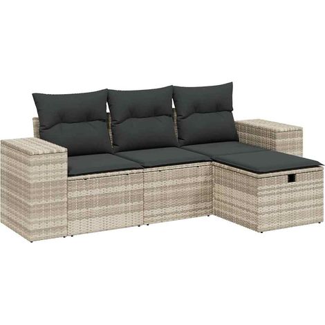 Maison Exclusive - Set de sofás de jardín 4 pzas y cojines ratán (1/4)