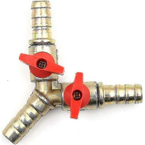 Vanne à bille en Y 3 voies en laiton de haute qualité avec adaptateur à embout cannelé pour eau, gaz, huile - Or (1/3)