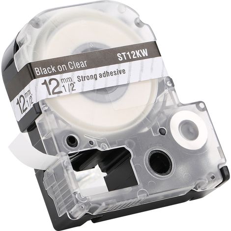 Étiquette autocollante 12mm ruban laminé couleur compatible imprimante Epson série LW (1/5)