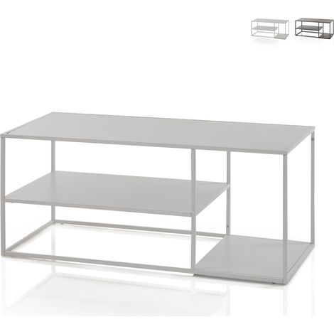 Tavolino da salotto in metallo design moderno 120x50cm Angie - Bianco